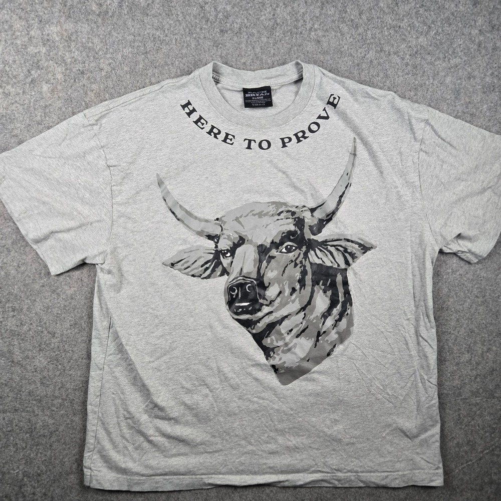 Zach Bryan T-Shirt Mens XL Gray Bull Here To Prove 2023 World Tour Concert Merch